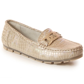 Mocassini in pelle lacca da donna coccodrillo beige Filippo DP3630/23
