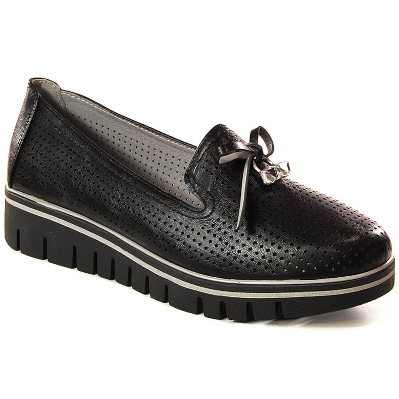 Scarpe con zeppa nere traforate da donna Jezzi RMR2268-2 nero