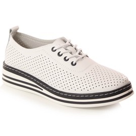 Scarpe con zeppa in pelle da donna bianche T.Sokolski W23-01 bianco