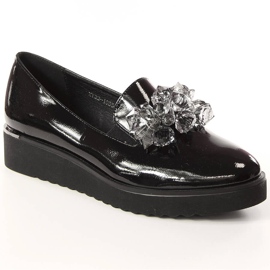 Scarpe da donna laccate con cristalli neri Vinceza 10856 nero