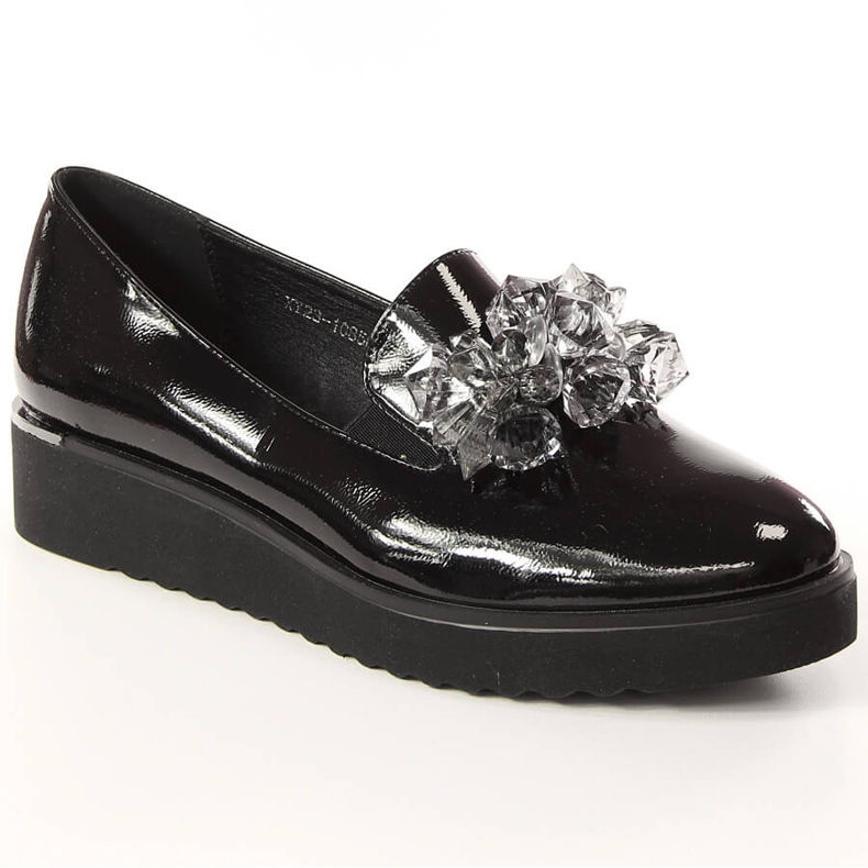 Scarpe da donna laccate con cristalli neri Vinceza 10856 nero