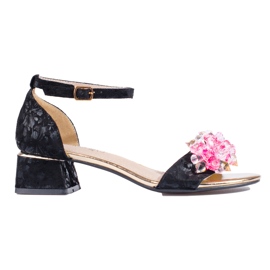 Sandalo donna Shelovet nero con tacco basso