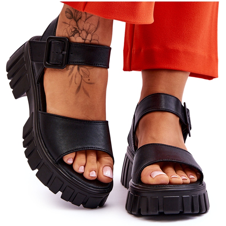 Vinceza Sandali bassi in pelle da donna Black Dean nero