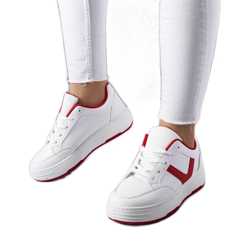Sneakers con plateau bianche e rosse di Trépani bianca