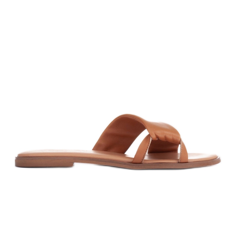 Marco Shoes Infradito in pelle su fondo piatto marrone
