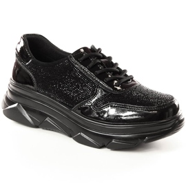 Scarpe da donna in vernice con zirconi nero Filippo DP2138