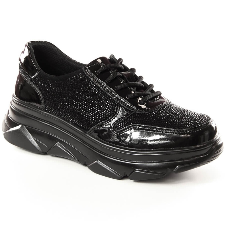 Scarpe da donna in vernice con zirconi nero Filippo DP2138