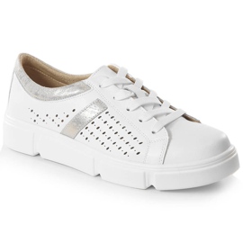 Scarpe sportive da donna in pelle sulla piattaforma bianco Filippo DP4531