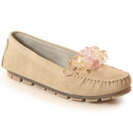 Mocassini da donna in pelle con cristalli Filippo DP4549 beige