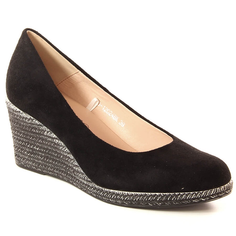 Décolleté con zeppa in camoscio nero da donna Potocki SZ12024