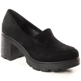 Scarpe da donna in camoscio con tacco alto e plateau nero Potocki SZ12040