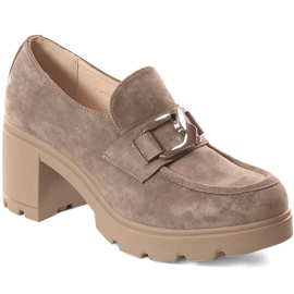 Scarpe da donna in camoscio sul palo e piattaforma beige Potocki SZ12041