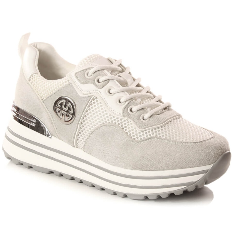 Scarpe sportive da donna sulla piattaforma bianca Potocki SZ12086 beige