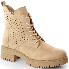Stivali da lavoro primaverili traforati da donna beige Potocki SZ12093