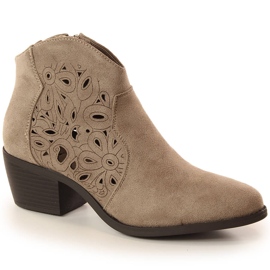 Stivali texani da donna in camoscio traforato beige Jezzi RMR1921-42