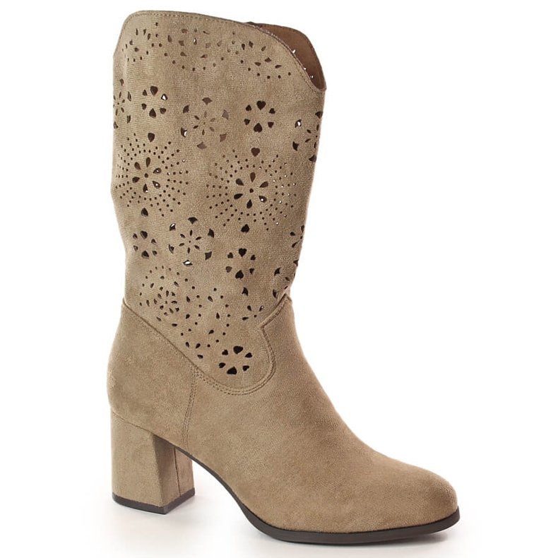 M. DASZYŃSKI Stivali da cowboy primaverili traforati da donna beige M.Daszyński SA156-11