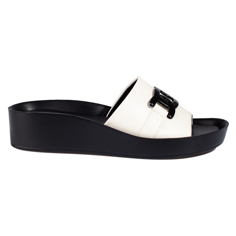 Pantofole da donna bianche sulla piattaforma Shelovet bianca
