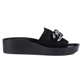Comode pantofole nere da donna Shelovet con catena nero