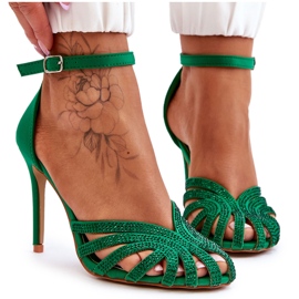 FS1 Tacchi alti alla moda di Jaylen verde con strass