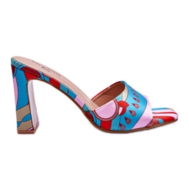 FS1 Pantofole Donna Tacco Fantasia Blu Adelise beige rosso rosa