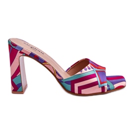 FS1 Ciabatte da donna con tacco fantasia viola Adelise multicolore