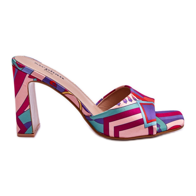 FS1 Ciabatte da donna con tacco fantasia viola Adelise multicolore