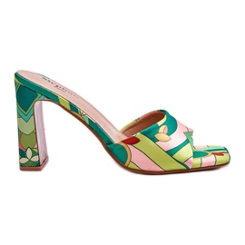 Ciabatte Donna Tacco Fantasia Verde Adelise multicolore