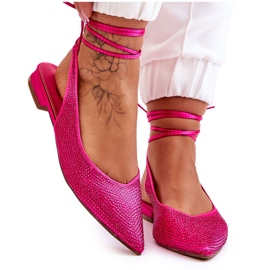 Ballerine Legate Con Strass Fucsia Mavis rosa