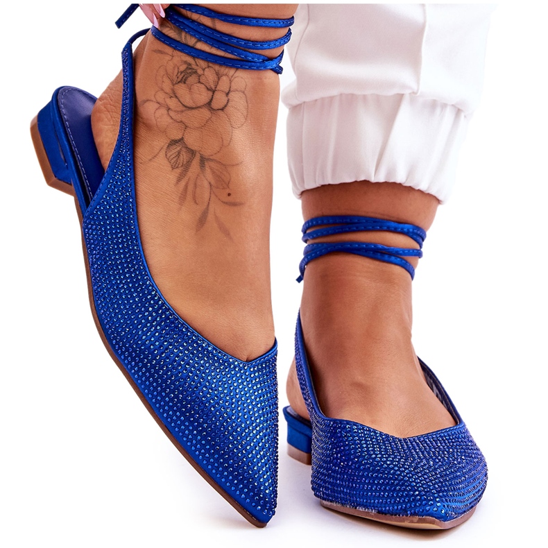 Ballerine Mavis blu legate con strass
