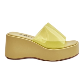 FS1 Ciabatte Donna con Zeppa Trasparenti Verde Chiaro Eliane