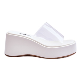 FS1 Ciabatte Donna con Zeppa Trasparenti Bianche Eliane bianco