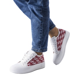 Sneakers bianche con motivo Marquis rosso bianca