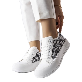 Sneakers bianche con motivo nero di Marquis bianca