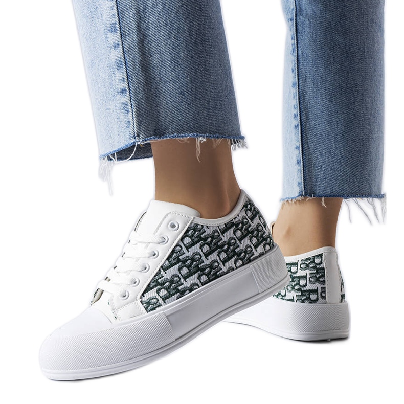 Sneakers bianche con motivo Marquis verde bianca