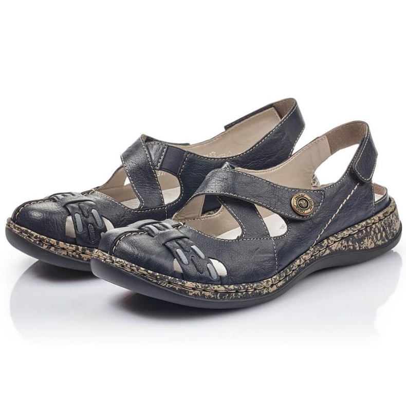 Sandali comodi con velcro Rieker W 46377-14 blu