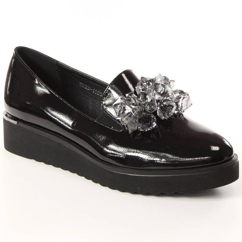 Francesine laccate con cristalli Vinceza W JAN198 nero