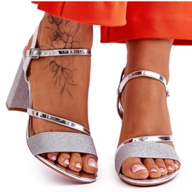 Vinceza Sandali con tacco alto Alicia Glitter argento