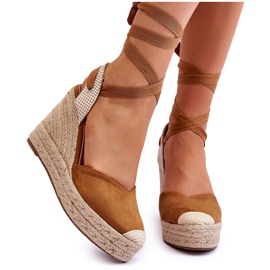 Sandali con zeppa alta Lendy color cammello marrone