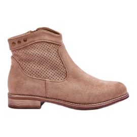 S.Barski Stivali da donna in camoscio con tacco piatto Beige Liana