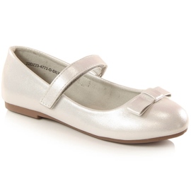Ballerine Prima Comunione bambina con velcro argento eVento 4772