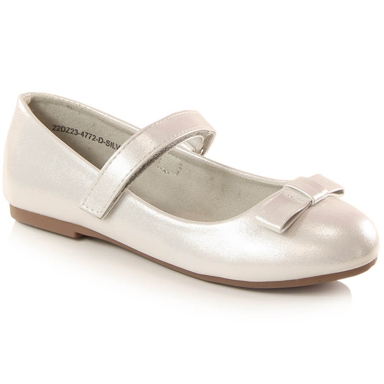 Ballerine Prima Comunione bambina con velcro argento eVento 4772 d'argento