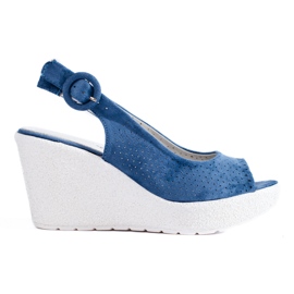 Sandali con zeppa Shelovet traforati da donna blu