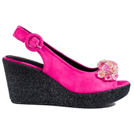 Sandali da donna con zeppa in camoscio rosa Shelovet