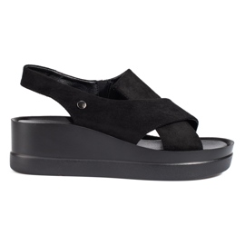 Sandalo con zeppa nero Shelovet da donna