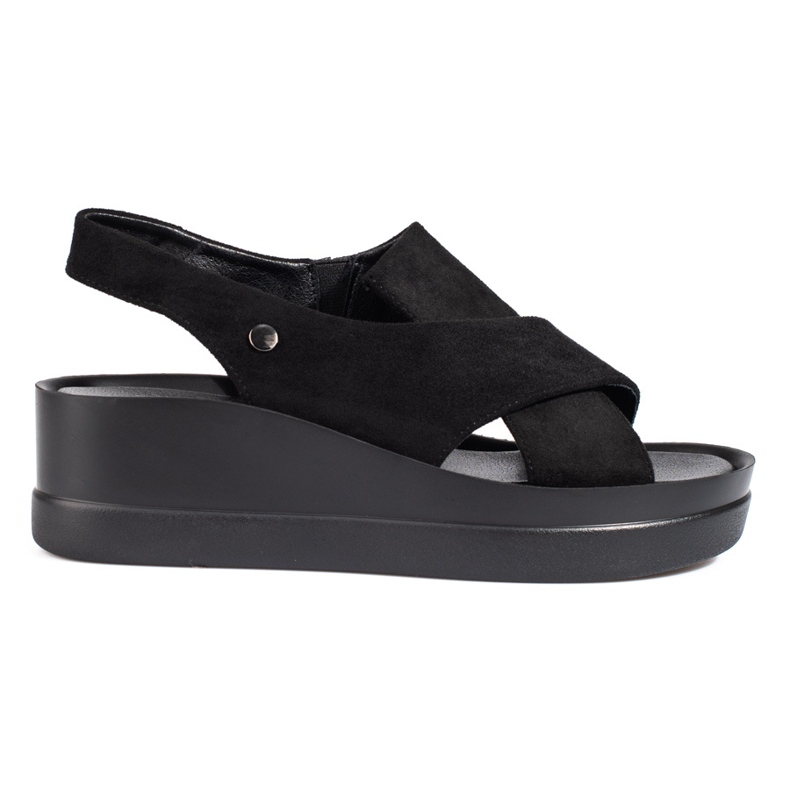 Sandalo con zeppa nero Shelovet da donna