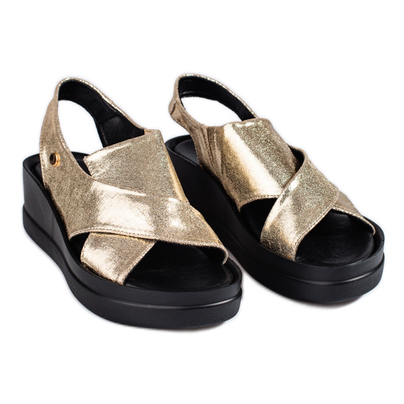 Sandali con zeppa Shelovet color oro da donna d'oro