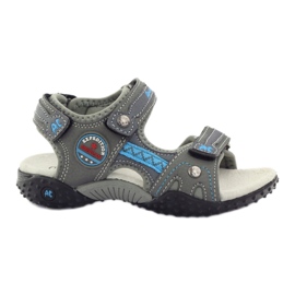 American Club Sandali in velcro con inserto in pelle grigia americana 1618 grigio blu