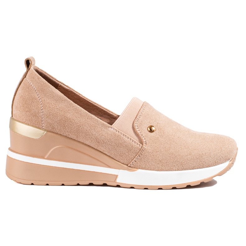 SHELOVET Scarpe con zeppa da donna beige Potocki in camoscio