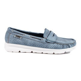 Mocassini Shelovet blu da donna traforati