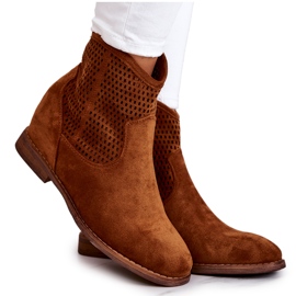 S.Barski Stivali da donna in camoscio con zeppa nascosta Camel Solene marrone